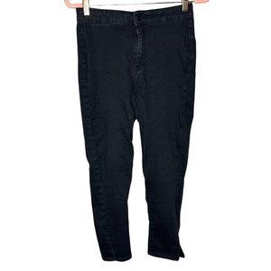 We The Free People Riley Slit Hem Skinny Jeans‎ Abyss Black Sz 28